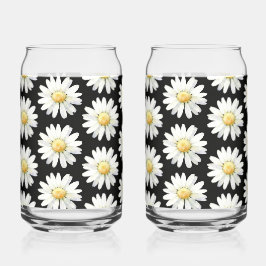 Yellow Dotted Daisy's Blikvorm Glas