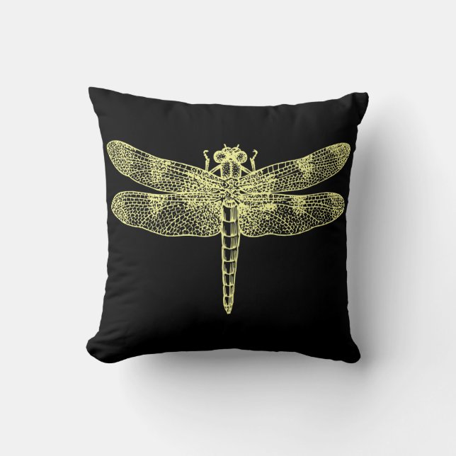 Yellow Dragonfly Kussen (Voorkant)