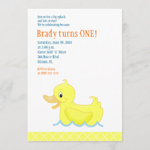 Yellow Duck 5x7 Birthday Invitation - Geel Kaart