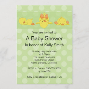 Yellow Duck Baby shower Invitation Kaart