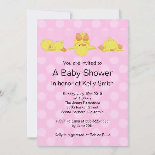 Yellow Duck Baby shower Invitation Kaart (Voorkant)