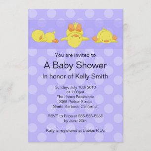 Yellow Duck Baby shower Invitation Kaart