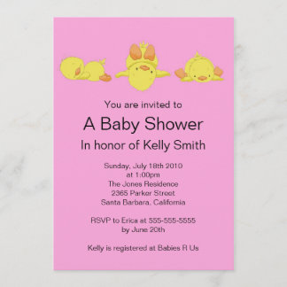 Yellow Duck Baby shower Invitation Kaart