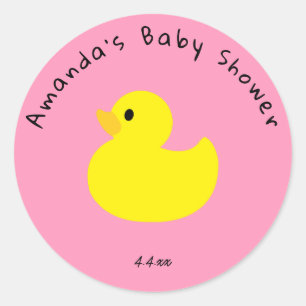 Yellow Duck - Baby shower Ronde Sticker
