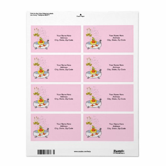 Yellow Duck Bath Time Labels (Full Sheet)