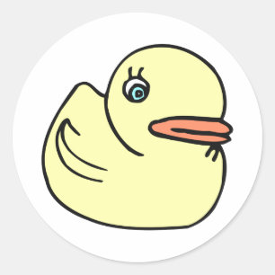 Yellow Duck Cartoon Drawn Ronde Sticker