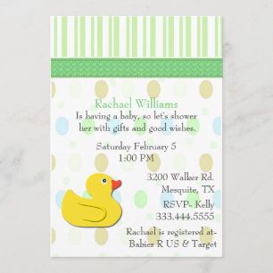 Yellow Duck Colorful Baby shower Invitation Kaart