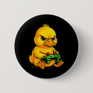 Yellow Duck Videogames Gamer Gaming Animal Boys Gi Ronde Button 5,7 Cm