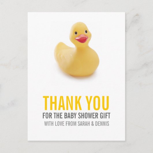 Yellow Ducky Baby shower Dank u Briefkaart (Voorkant)