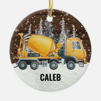 Yellow Dump Truck Construction Vehicle kerst Keramisch Ornament