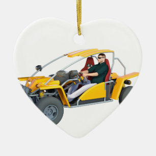 Yellow Dune Buggy Keramisch Ornament