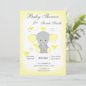 Yellow Elephant Baby Boy Girl Shower Invitation (Debout devant)