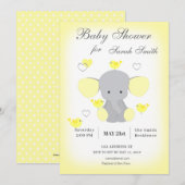 Yellow Elephant Baby Boy Girl Shower Invitation (Devant / Derrière)