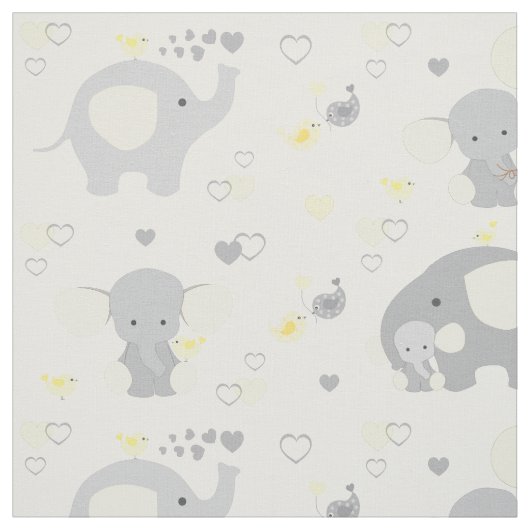 Yellow Elephant Baby Nursery Stof (Swatch)