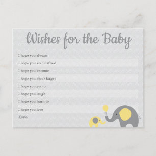 Yellow Elephant Baby shower Wensen voor Baby Kaart