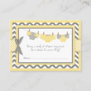 Yellow Elephant Bird en Luier Raffle Ticket Informatiekaartje
