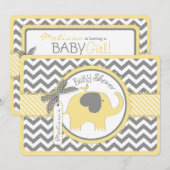 Yellow Elephant Chevron Print Baby shower Kaart (Voorkant / Achterkant)