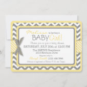 Yellow Elephant Chevron Print Baby shower Kaart (Achterkant)