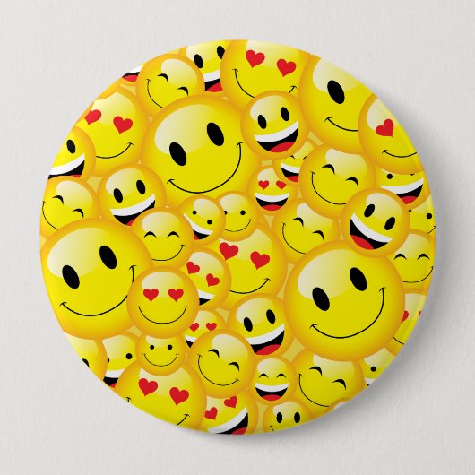 Yellow Emoji Cartoon Symbool Icon Pattern Ronde Button 4,0 Cm (Voorkant)