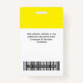 Yellow Employee Name Business Logo Personeel Label Badge (Achterkant)