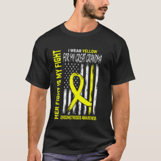 Yellow Endometriosis Awareness Great Grandma Flag  T-shirt