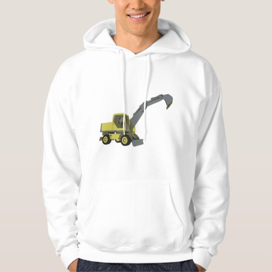 Yellow Excavator Construction Machinery Hoodie (Voorkant)