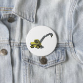 Yellow Excavator Construction Machinery Ronde Button 7,6 Cm (In situ)