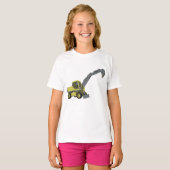 Yellow Excavator Construction Machinery T-shirt (Voorkant volledig)