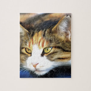 Yellow Eyed Calico Cat Realistic Pet Portret Legpuzzel