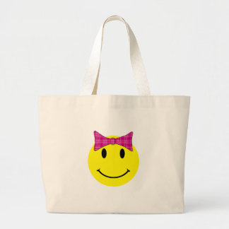 Yellow Face Pink Bow Grote Tote Bag