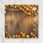 Yellow Fall Leaves op Barn Wood Thanksgiving Bedankjes Labels (Achterkant)