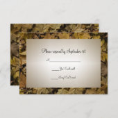 Yellow Fallen Leaves Wedding RSVP Response Kaart (Voorkant / Achterkant)