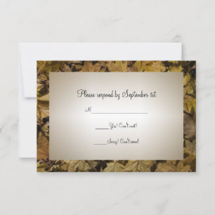 Yellow Fallen Leaves Wedding RSVP Response Kaart