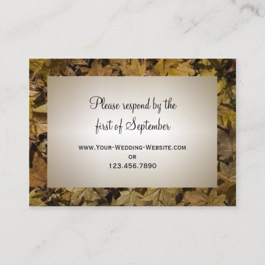 Yellow Fallen Leaves Wedding RSVP Response Kaart (Voorkant)