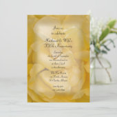 Yellow Fancy Roos Wedding Jubileum Party Kaart (Staand voorkant)