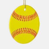 Yellow Fastpitch Softball Round Kerstmis Ornament (Rechts)