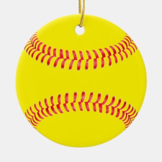 Yellow Fastpitch Softball Round Kerstmis Ornament (Voorkant)