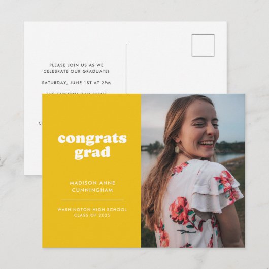 Yellow Fats Grad Photo Invitation de graduation (Devant / Derrière)