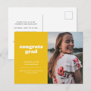 Yellow Fats Grad Photo Invitation de graduation