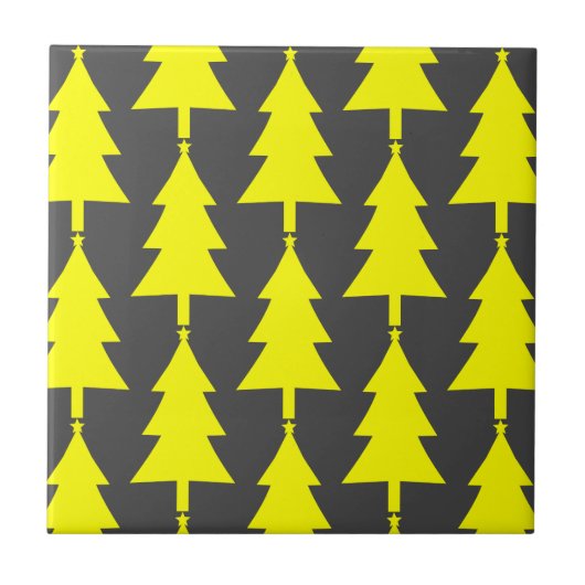Yellow Fir kerstbomen Pattern Tegeltje (Voorkant)
