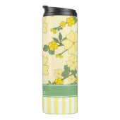 Yellow Floral and Stripes Personalised Thermosbeker (Geroteerd rechts)
