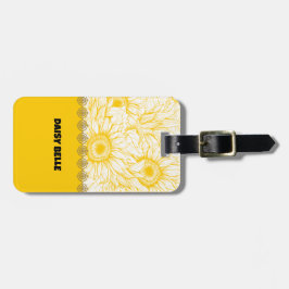 Yellow Floral Daisy Bagagelabel