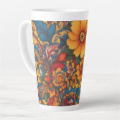 Yellow Floral en Paisley Latte Mok (Linkerhoek)