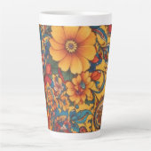 Yellow Floral en Paisley Latte Mok (Voorkant)