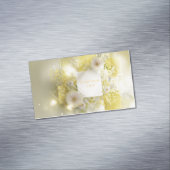 Yellow Floral Mimosa Geometric Diamond Frame Magnetisch Visitekaartje (Voorbeeld)