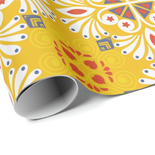 yellow floral-patterned design with white, orange cadeaupapier