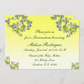 Yellow Floral Quinceañera Uitnodiging (Voorkant / Achterkant)