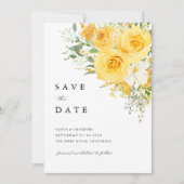 Yellow Floral Rose Wedding Save the Date (Voorkant)