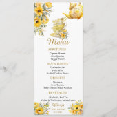 Yellow Floral tea cups with teapot baby shower Menu (Voorkant)