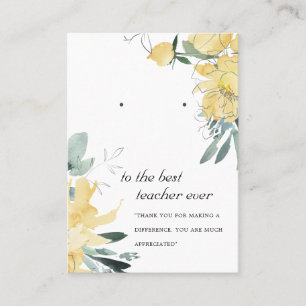 YELLOW FLORAL TEACHER CADEAU OORBEL DISPLAY KAART PLAATSKAARTJE
